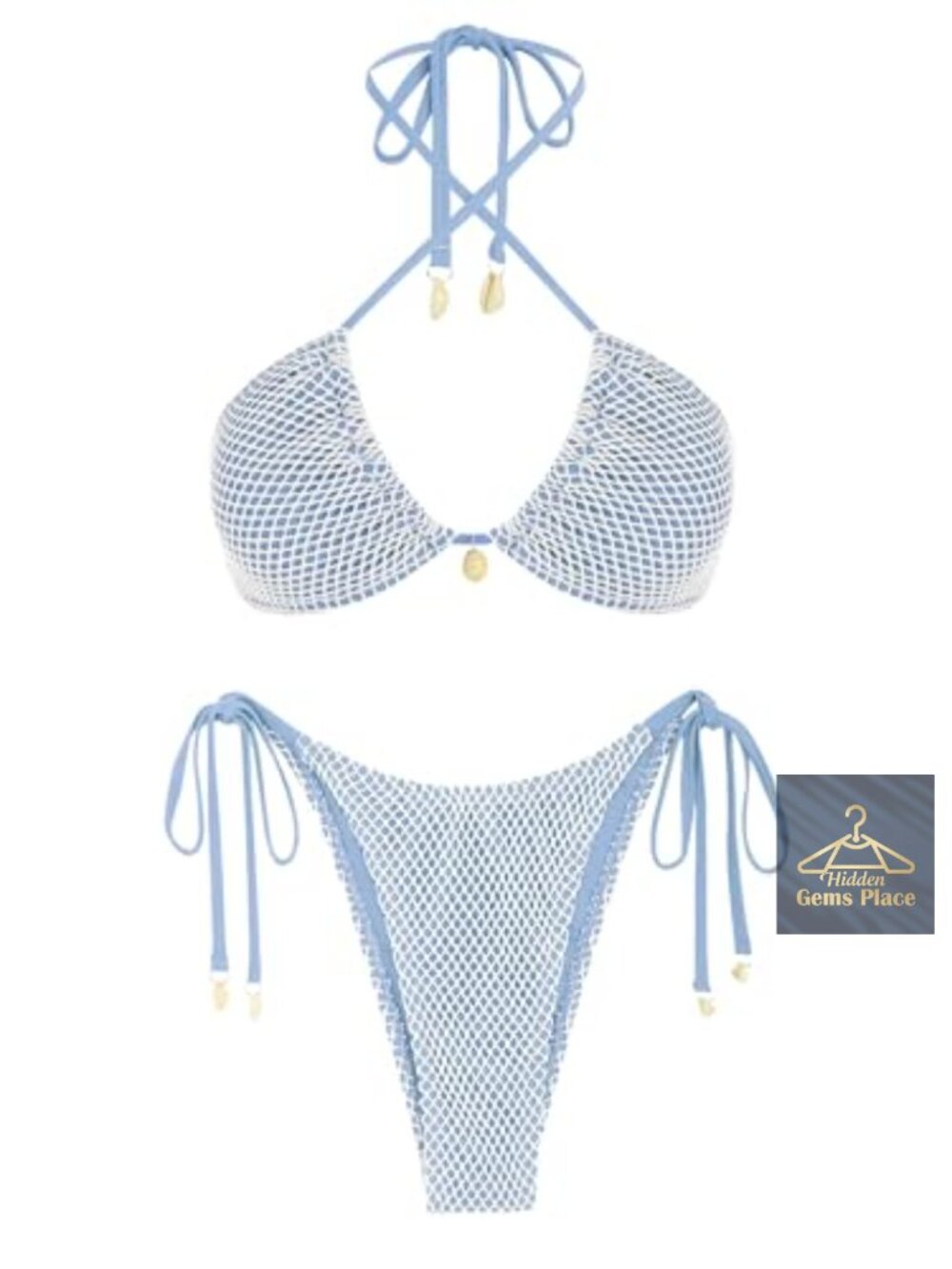 Triangle Bikini Set with Fishnet Details